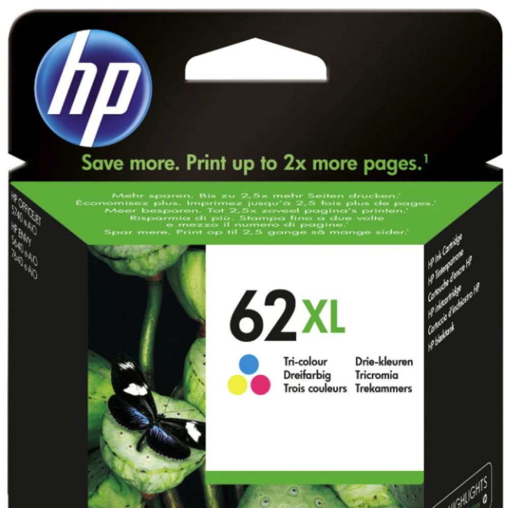 C2P07AE - HP - cartouche e jet d'encre originale - haute capacite - 3 couleurs - pour Hp envy 5640/7640 - Hp officejet 5740 - n.62XL - 415 pages