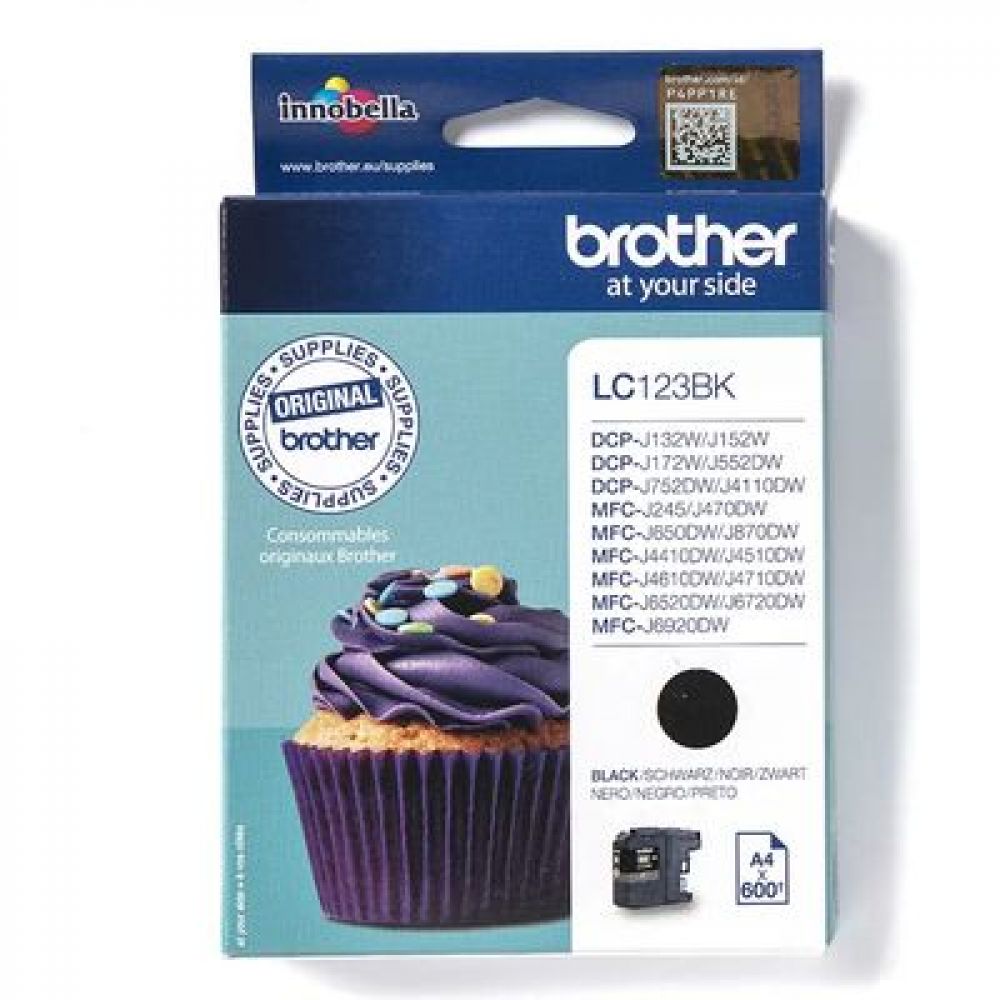 LC123BK - BR - Reservoir e jet d'encre original - noir - pour Brother MFCJ4510DW - 600 pages - famille LC123BK