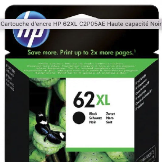 C2P05AE - HP - cartouche e jet d'encre originale - haute capacite - couleur noir - pour Hp envy 5640/7640 - Hp officejet 5740 - n.62XL - 600 pages