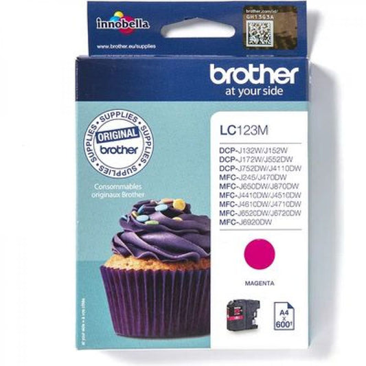 LC123M - BR - Reservoir e jet d'encre original - magenta - pour Brother MFCJ4510DW - 600 pages - famille LC123BK