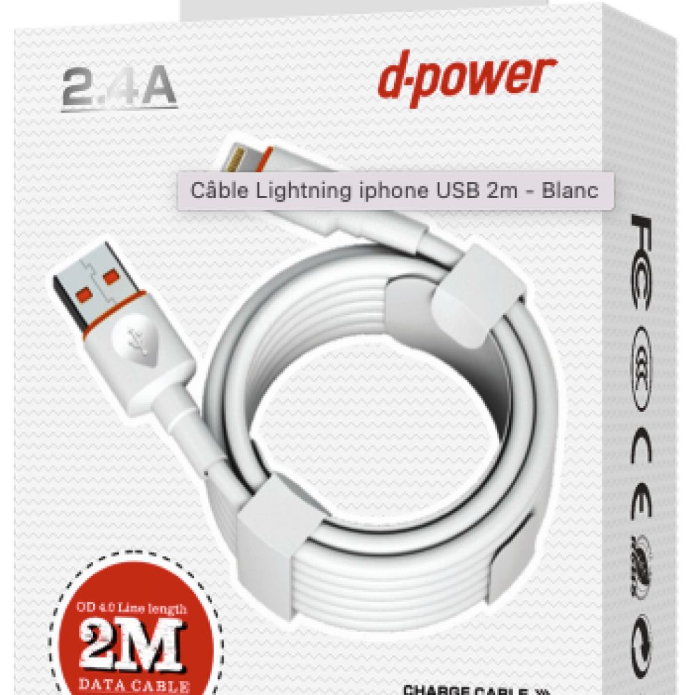F2003 - Chargeur USB Ligthning - Apple - FOR Iphon8/X/12/14